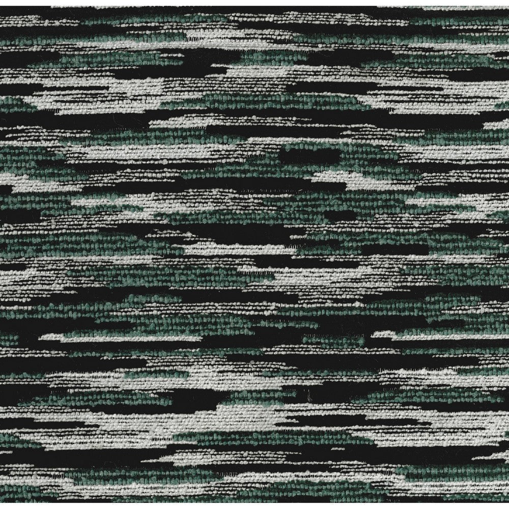 Modern Pouf Ottoman | Green White Curved Striped Jacquard | 16’’ Square BM336177