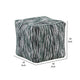 Modern Pouf Ottoman | Green White Curved Striped Jacquard | 16’’ Square BM336177