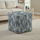 Modern Pouf Ottoman | Green White Curved Striped Jacquard | 16" Square