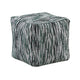 Modern Pouf Ottoman | Green White Curved Striped Jacquard | 16" Square