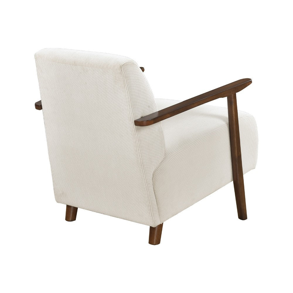 Bernie Accent Club Chair | Beige Corduroy | Dark Brown Solid Wood BM336178
