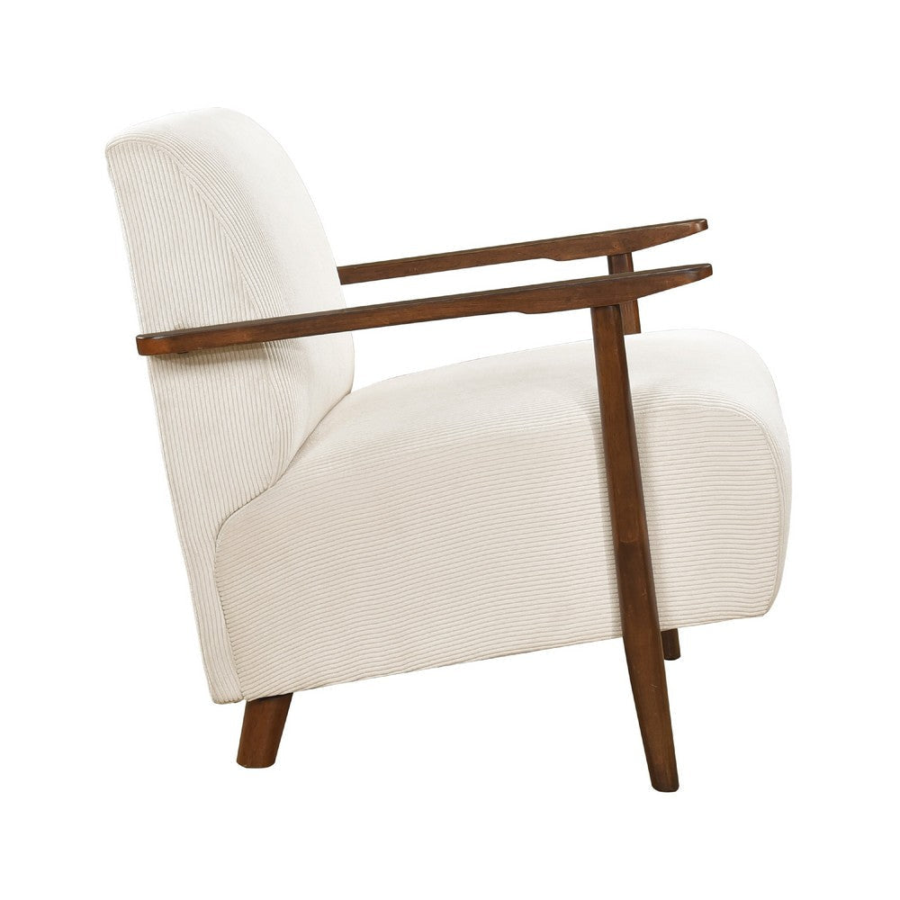 Bernie Accent Club Chair | Beige Corduroy | Dark Brown Solid Wood BM336178