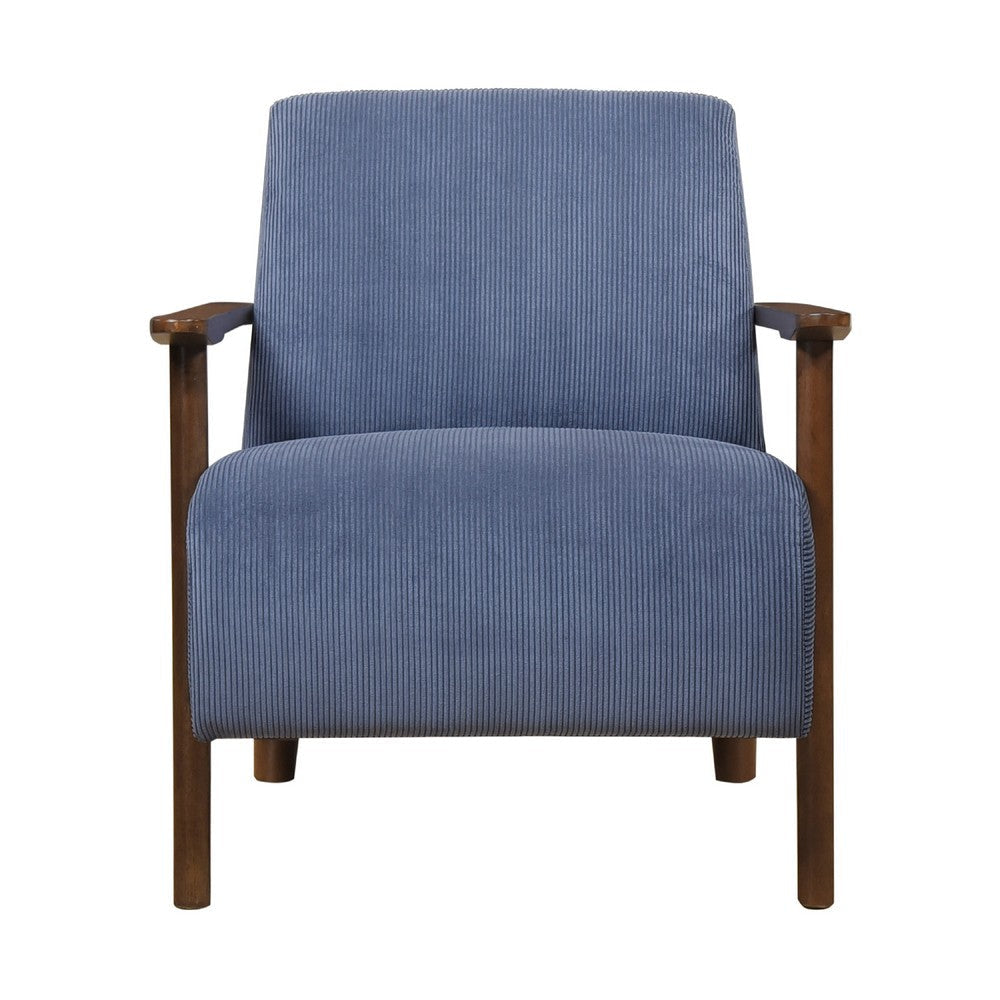 Bernie Accent Club Chair | Blue Corduroy | Dark Brown Solid Wood Frame BM336179