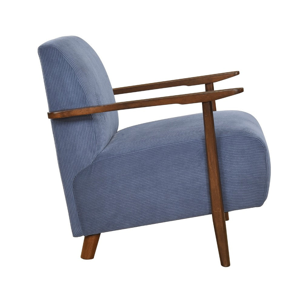 Bernie Accent Club Chair | Blue Corduroy | Dark Brown Solid Wood Frame BM336179