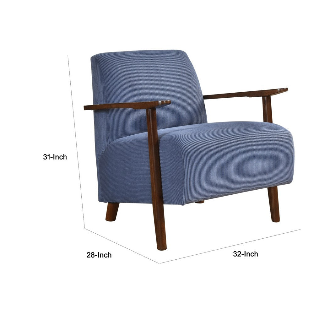 Bernie Accent Club Chair | Blue Corduroy | Dark Brown Solid Wood Frame BM336179