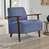 Bernie Accent Club Chair | Blue Corduroy | Dark Brown Solid Wood Frame