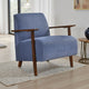 Bernie Accent Club Chair | Blue Corduroy | Dark Brown Solid Wood Frame