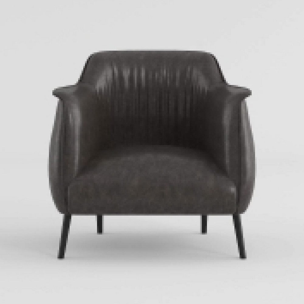 Leoni Accent Club Chair | Dark Brown Faux Leather | Flared Solid Wood BM336180