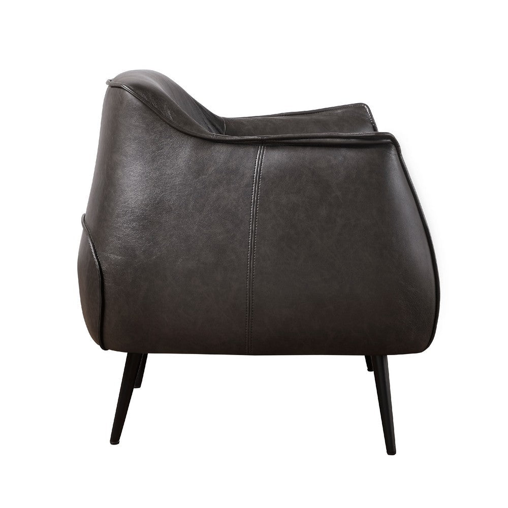 Leoni Accent Club Chair | Dark Brown Faux Leather | Flared Solid Wood BM336180