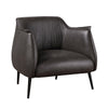 Leoni Accent Club Chair | Dark Brown Faux Leather | Flared Solid Wood