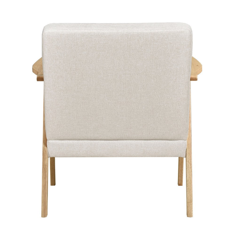 Cathy Accent Club Armchair | Soft Beige | Natural Brown Wood Frame