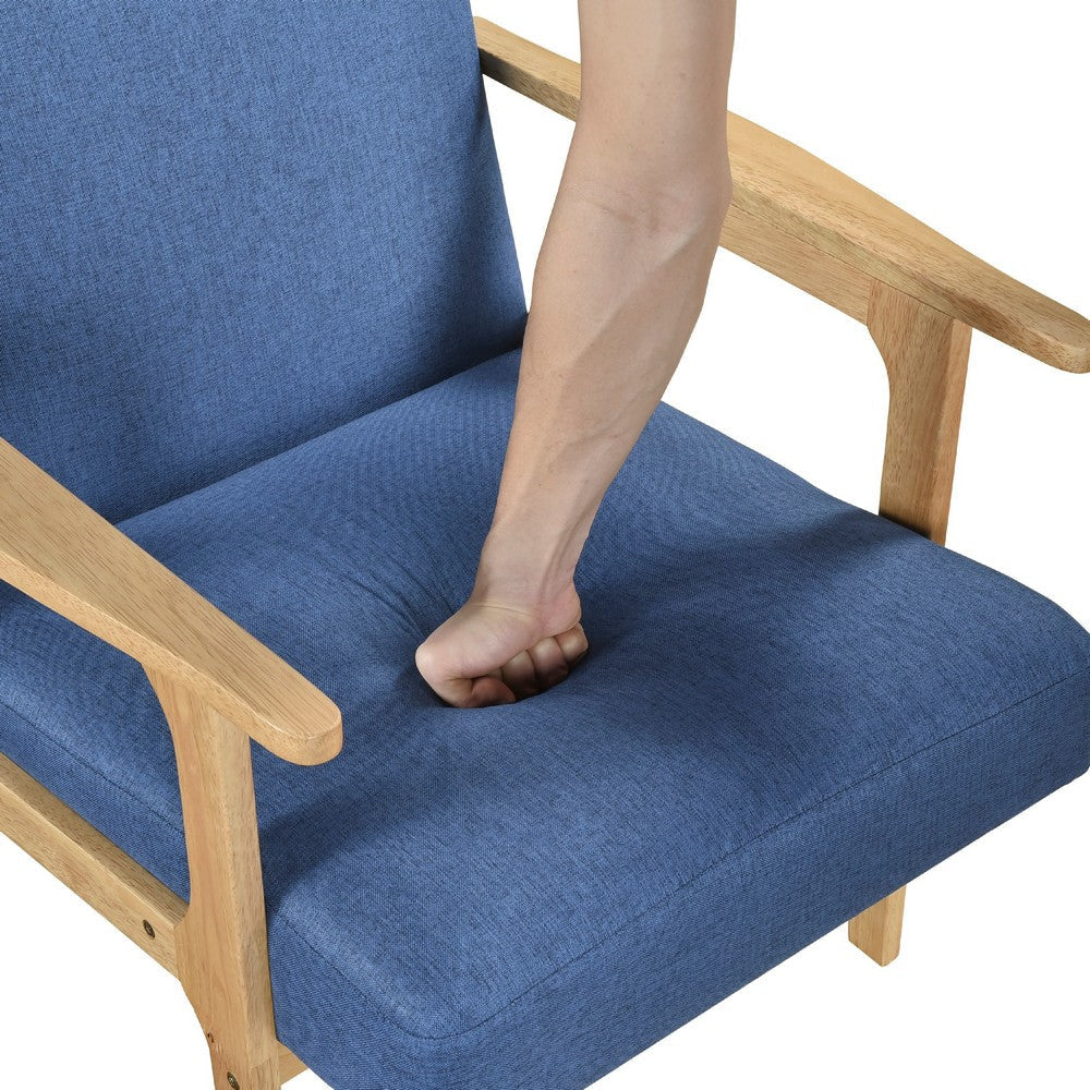 Cathy Accent Club Armchair | Soft Blue | Natural Brown Wood Frame BM336182