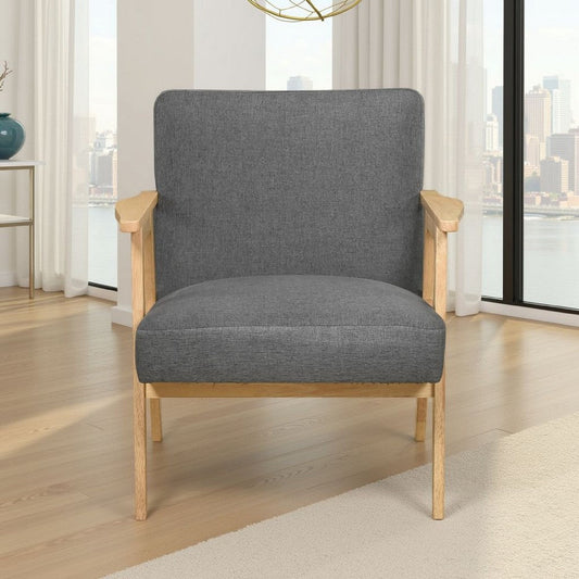 Cathy Accent Club Armchair | Soft Dark Gray | Natural Brown Wood