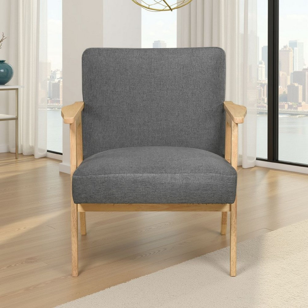 Cathy Accent Club Armchair | Soft Dark Gray | Natural Brown Wood
