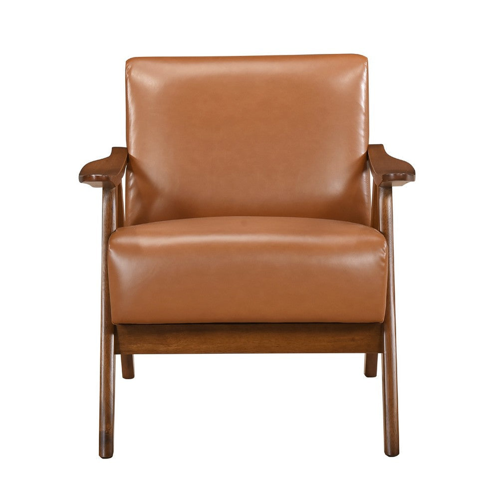 Indy Accent Club Armchair | Matte Brown Faux Leather | Solid Wood