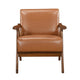 Indy Accent Club Armchair | Matte Brown Faux Leather | Solid Wood