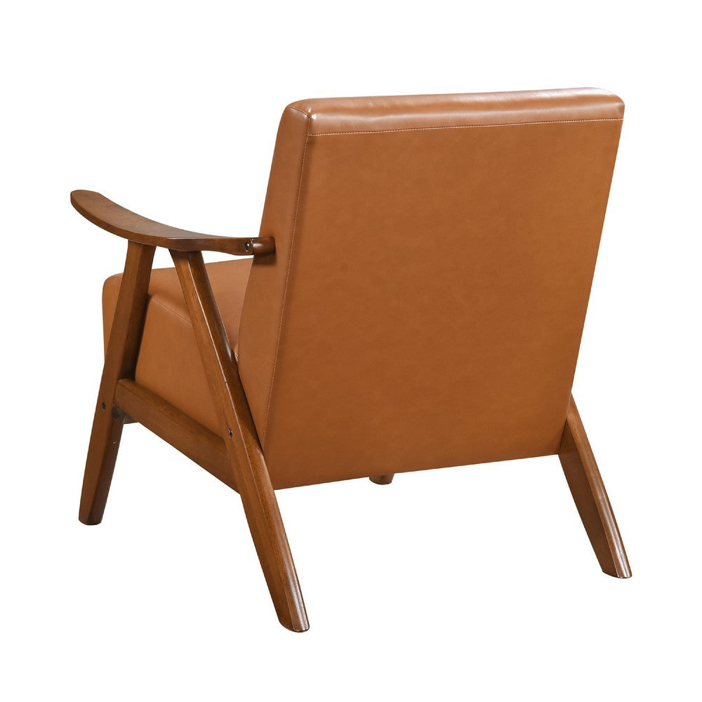 Indy Accent Club Armchair | Matte Brown Faux Leather | Solid Wood