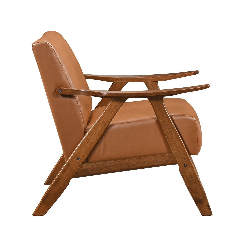 Indy Accent Club Armchair | Matte Brown Faux Leather | Solid Wood