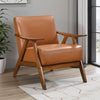 Indy Accent Club Armchair | Matte Brown Faux Leather | Solid Wood