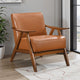 Indy Accent Club Armchair | Matte Brown Faux Leather | Solid Wood