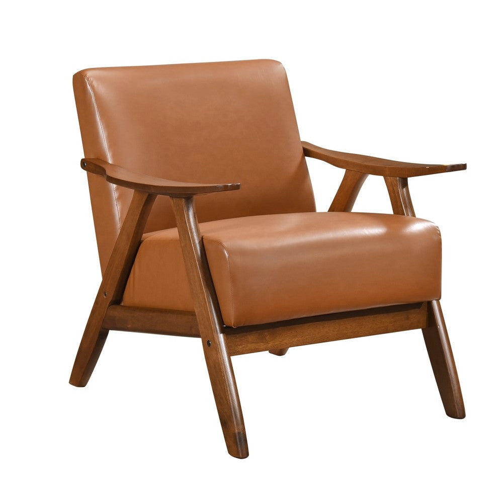 Indy Accent Club Armchair | Matte Brown Faux Leather | Solid Wood