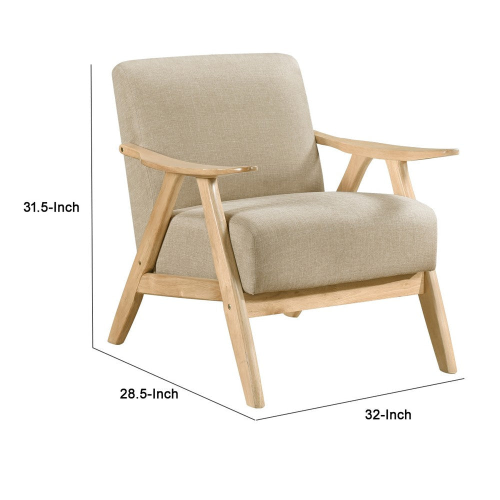 Indy Accent Club Armchair | Light Brown Textured | Solid Rubberwood BM336186