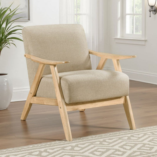 Indy Accent Club Armchair | Light Brown Textured | Solid Rubberwood