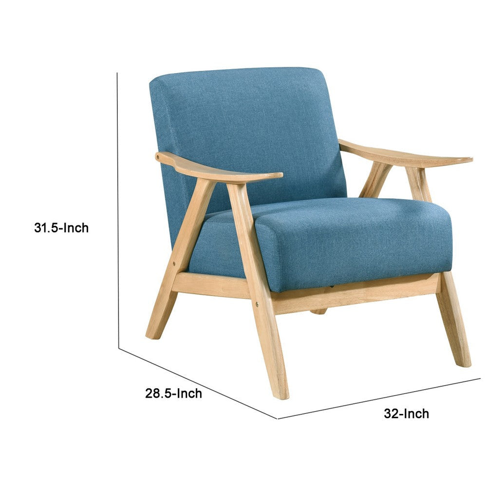 Indy Accent Club Armchair | Blue Textured | Solid Rubberwood Frame BM336188