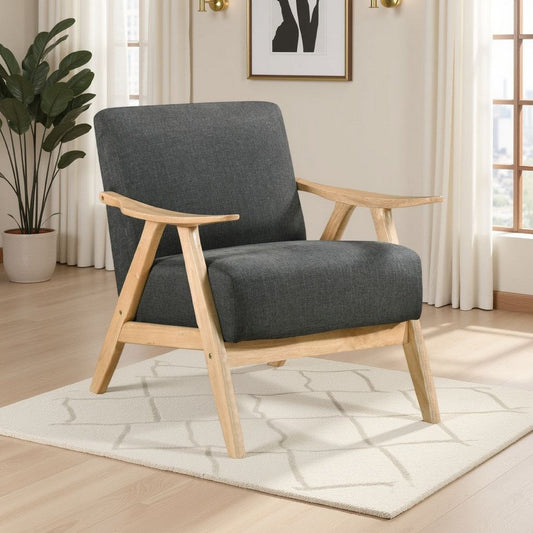 Indy Accent Club Armchair | Dark Gray Textured | Solid Rubberwood