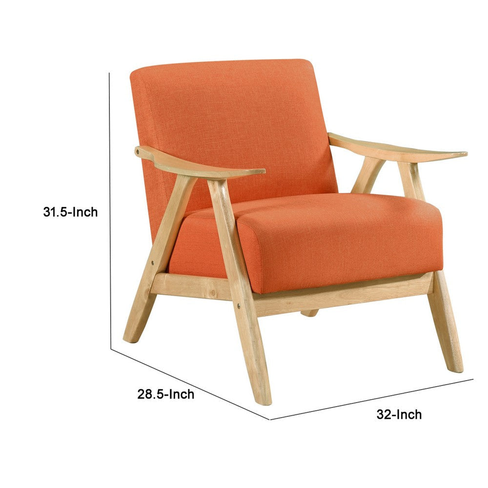 Indy Accent Club Armchair | Orange Textured | Solid Rubberwood Frame BM336190