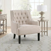 Daisie Accent Armchair | Button Tufted Beige Chenille | Solid Wood