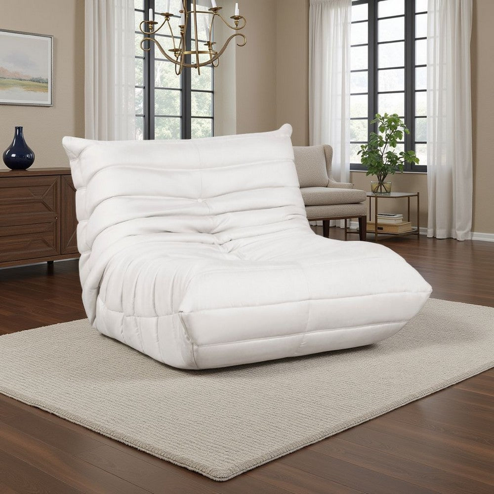 Revena Accent Floor Chair | Pleated Beige Microfiber Fabric | Curved