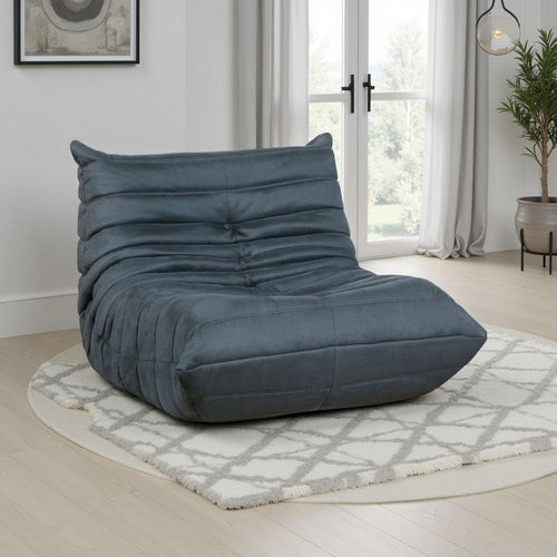 Revena Accent Floor Chair | Pleated Charcoal Gray Microfiber | Curved