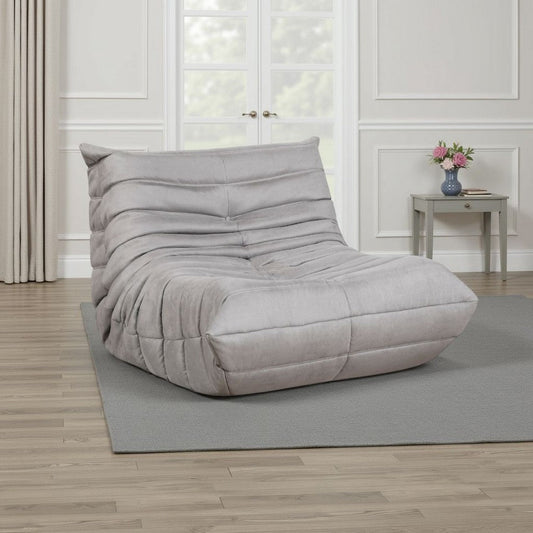 Revena Accent Floor Chair | Pleated Gray Microfiber Fabric | Curved