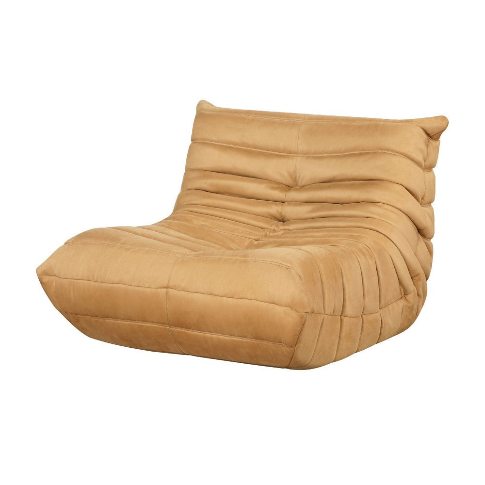 Revena Accent Floor Chair | Pleated Yellow Microfiber Fabric | Curved BM336198