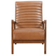 Gert Accent Chair | Matte Brown Faux Leather | Solid Rubberwood Frame BM336199