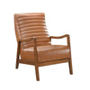 Gert Accent Chair | Matte Brown Faux Leather | Solid Rubberwood Frame