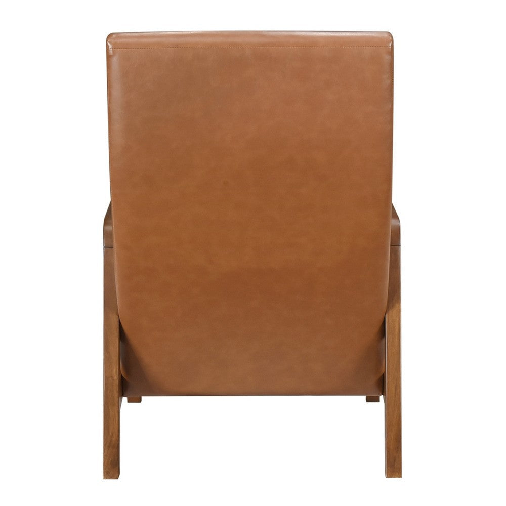 Gert Accent Chair | Matte Brown Faux Leather | Solid Rubberwood Frame BM336199