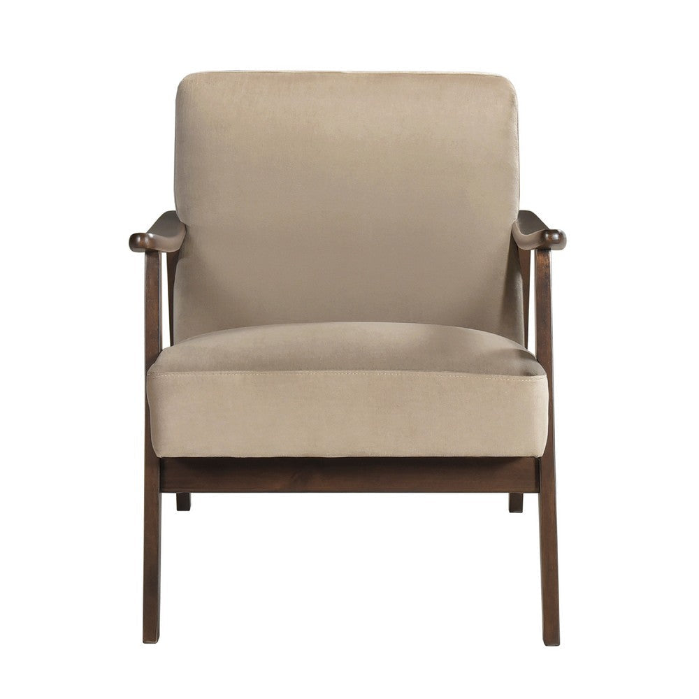 Vandie Accent Club Chair | Light Brown Velvet | Solid Rubberwood Frame BM336200