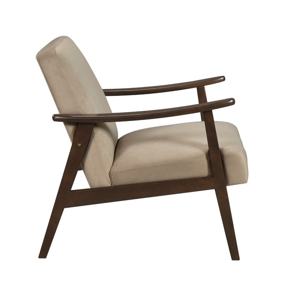 Vandie Accent Club Chair | Light Brown Velvet | Solid Rubberwood Frame BM336200
