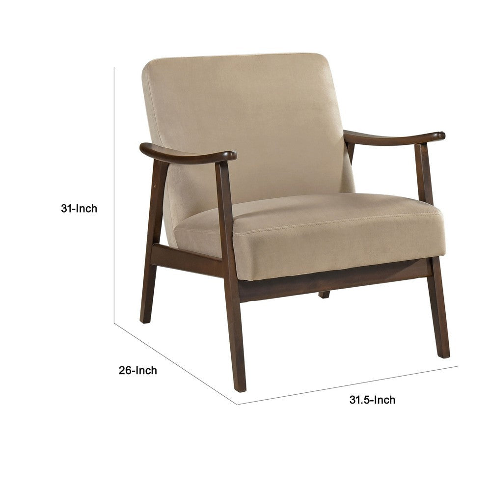 Vandie Accent Club Chair | Light Brown Velvet | Solid Rubberwood Frame BM336200