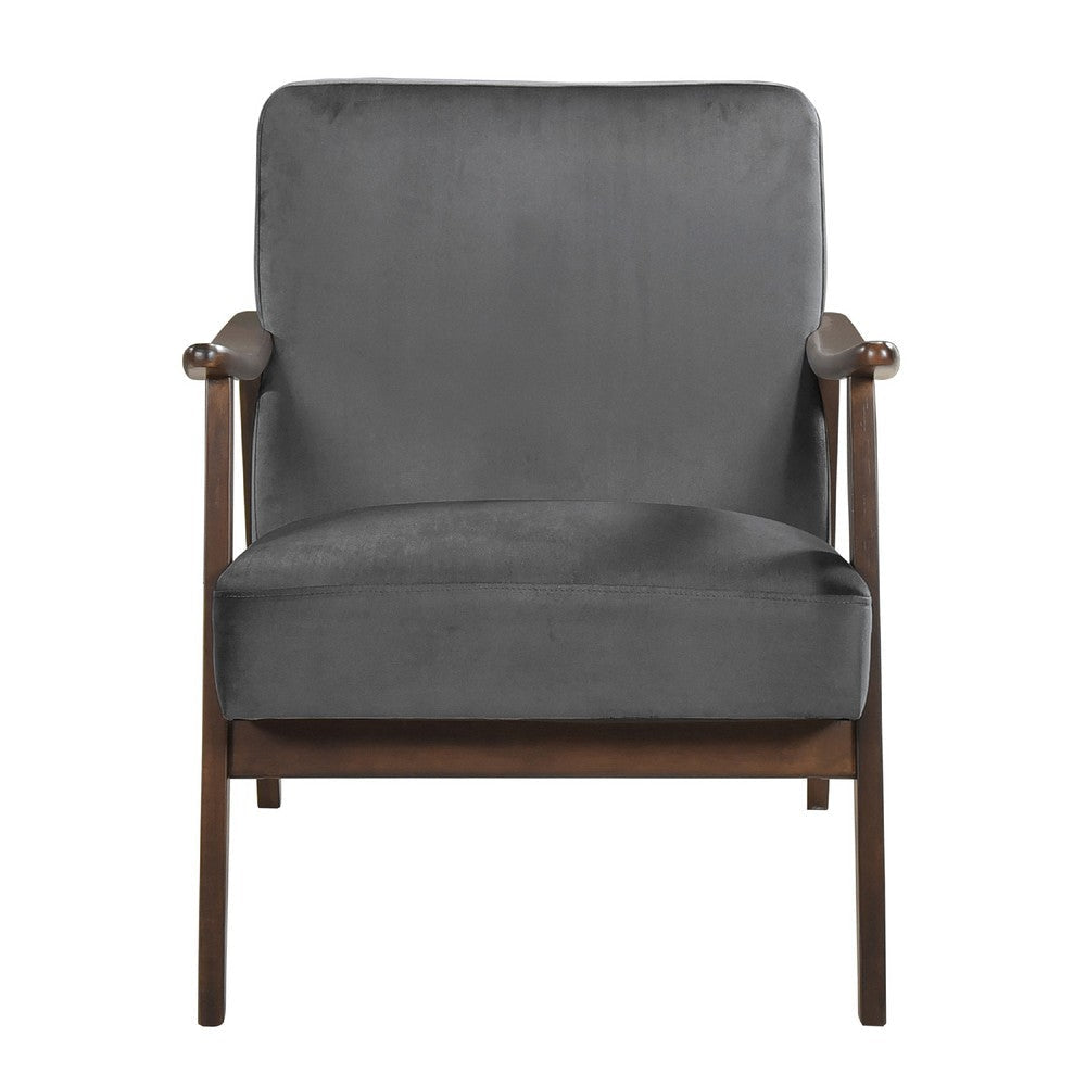 Vandie Accent Club Chair | Dark Gray Polyester | Solid Rubberwood BM336201