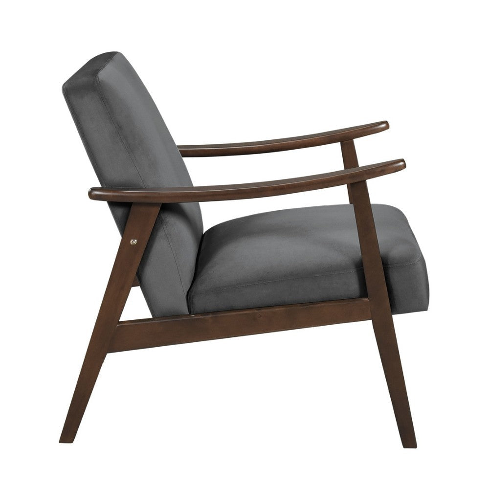Vandie Accent Club Chair | Dark Gray Polyester | Solid Rubberwood BM336201