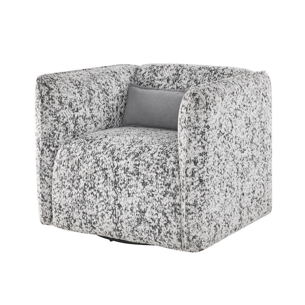 Swivel Armchair | Gray Jacquard Fabric | Foam Cushioning | Square BM336202