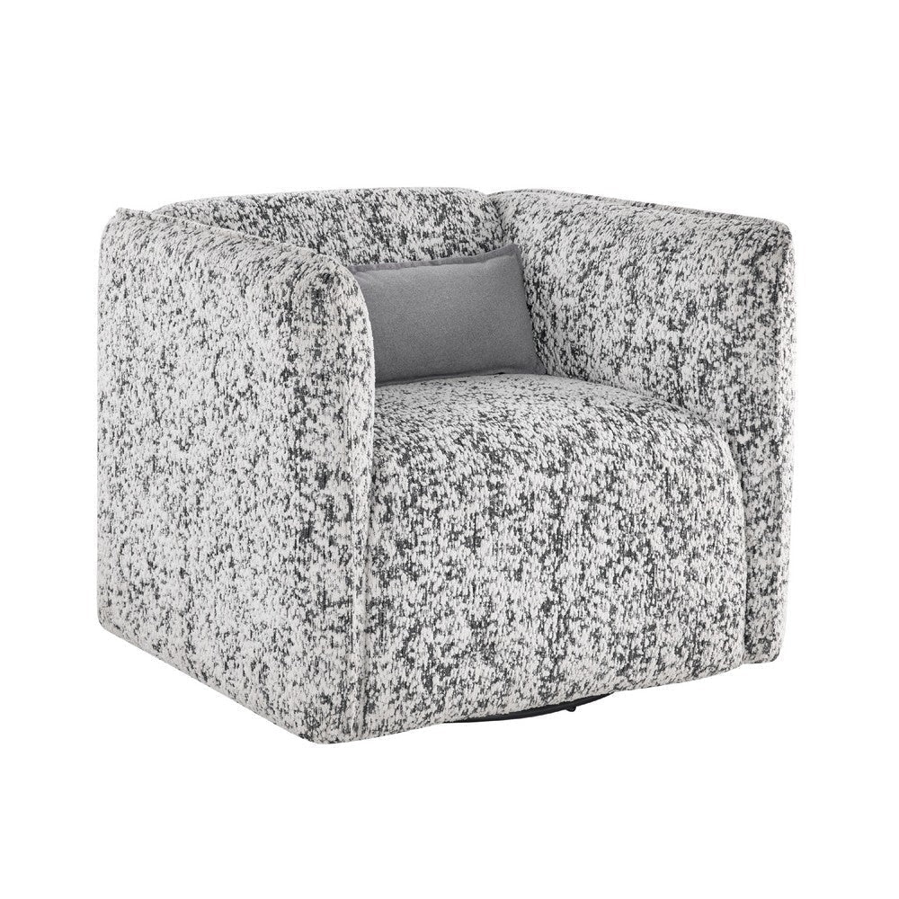 Swivel Armchair | Gray Jacquard Fabric | Foam Cushioning | Square