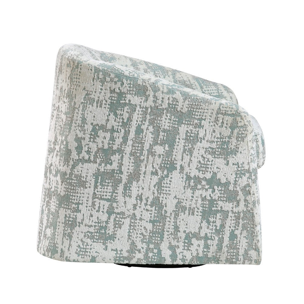 Swivel Armchair | Green Jacquard Fabric | Curved Foam Cushions BM336203