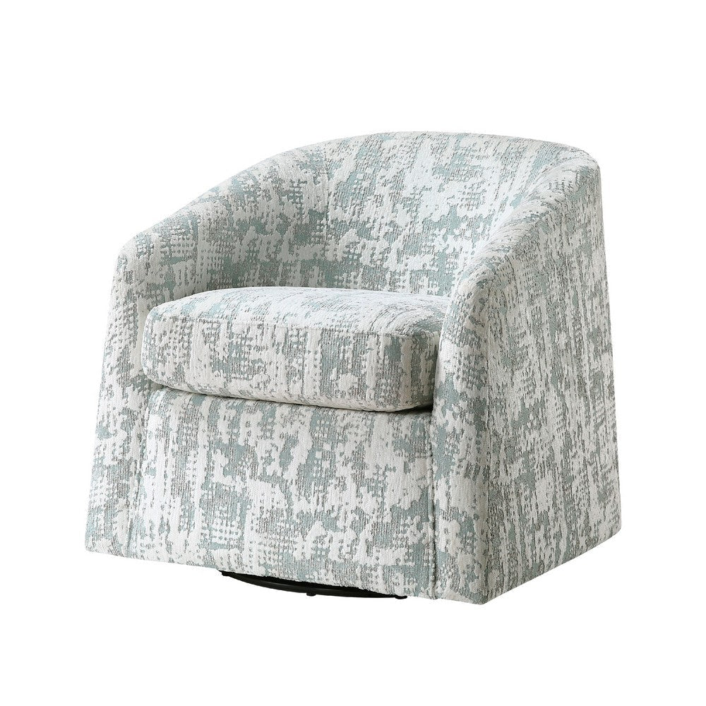 Swivel Armchair | Green Jacquard Fabric | Curved Foam Cushions BM336203
