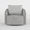 Vinnie Swivel Armchair | Gray Chenille | Large Corduroy Back Pillow BM336204