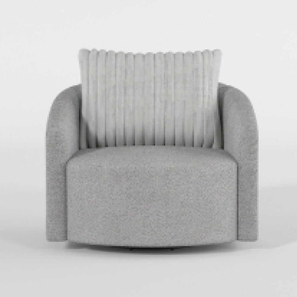 Vinnie Swivel Armchair | Gray Chenille | Large Corduroy Back Pillow BM336204