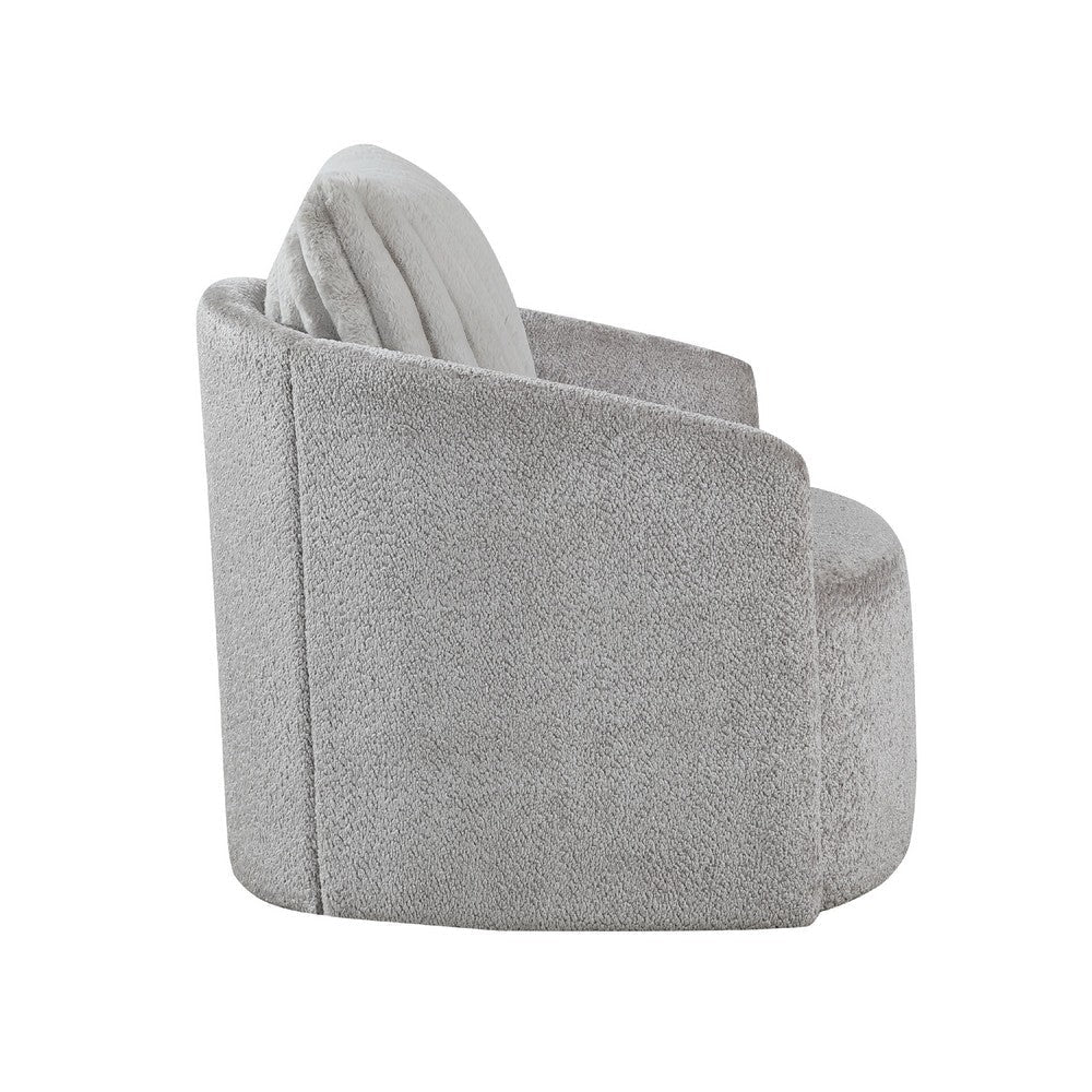 Vinnie Swivel Armchair | Gray Chenille | Large Corduroy Back Pillow BM336204